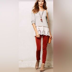 Anthropologie Gray and White Layered Top